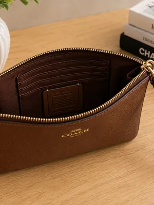 Coach Brown Pebbled Leather Wristlet Clutch NWT thumbnail 3