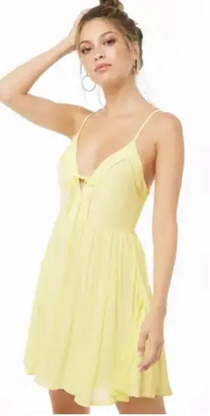 ✨ Women's Yellow Lace-up Skater Dress✨ thumbnail 1
