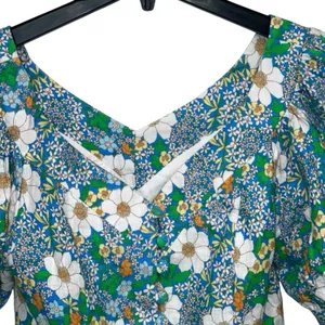 Perseverance London Mambo‎ Floral Puff Sleeve Top Size 6 Floral 100% Linen thumbnail 3