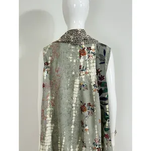 Women’s Floral Patchwork Kimono Duster Vest Cover Up Boho Hippie Size L/XL NWT thumbnail 8