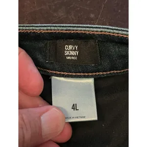 Express Curvy Skinny Mid Rise Jeans Womens 4L Med Wash Distressed Tall Denim thumbnail 8