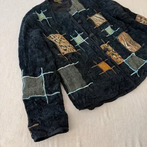 Alex Kin Vintage Patchwork‎ Animal Print Jacket Black Missy Large Art to Wear thumbnail 15
