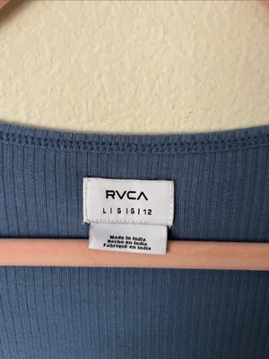 RVCA blue ribbed tie front long sleeve top L Y2K school casual thumbnail 4
