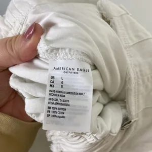 American Eagle High-Waisted Paperbag Wide Leg Pants White Women’s Size Large thumbnail 7
