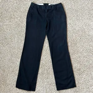 H&M Black Dress Pants Mid-Rise Straight Leg Linen Blend Size 8 thumbnail 1