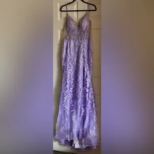 Sherri Hill‎ Lavender Sequin Beaded Mermaid Style Open Back Prom Corset Dress 14 thumbnail 8