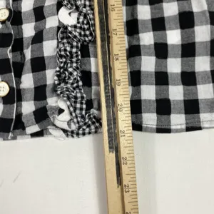 Manoush Blouse Womens 6‎ Black White Gingham Ruffle Sleeveless Button Front thumbnail 5
