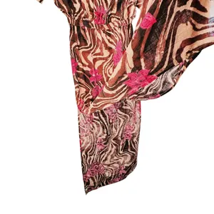 ASOS Maxi Dress Floral‎ Brown Zebra Off Shoulder Sz 8 Resort Vacation Cover Up thumbnail 8