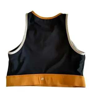 Wilo Australia Sports Bra High Scoop Neck Luxury Charcoal/ Orange Size S #1952 thumbnail 2