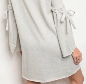 Oatmeal Sweater Dress Ties at the Elbow Sweatshirt Dress thumbnail 4