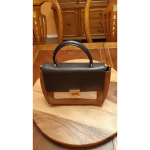 Michael Kors Mindy Medium Convertible Leather Satchel - Luggage & Black thumbnail 3