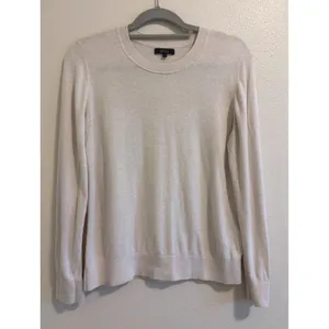 Quince Lightweight Cotton Cashmere Crew Sweater Womens Medium Cream Quiet Luxury thumbnail 2