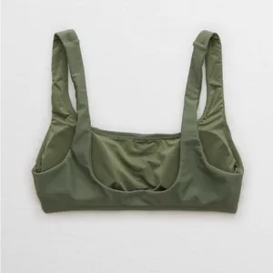 Aerie Womens Olive Green Wide Strap Scoop Bikini Swim Top thumbnail 4