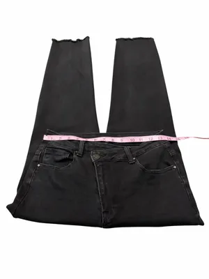 RISEN black jeans with crossover waistband and raw hems thumbnail 3