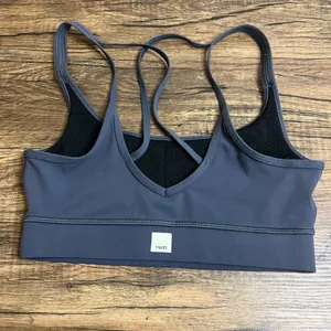 Vuori All The Feels Sports Bra XS Gray Strappy Back Low Impact Yoga Gym thumbnail 2