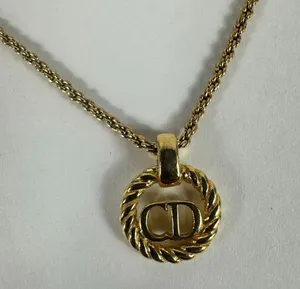 Christian Dior CD Logo Gold Tone Pendant Necklace thumbnail 2