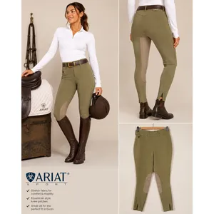 Ariat Sport Equestrian Breeches Olive Green Tan Knee Patch Riding Pants 32R thumbnail 2