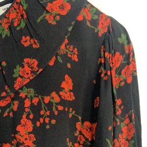 Zara Size M Dress Black Floral Print Babydoll Flowy 3/4 Sleeve Whimsygoth Grunge thumbnail 4