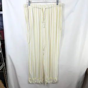 Martha Stewart Large Pajama Set Yellow White‎ Striped Rayon Short Sleeve 497 thumbnail 6