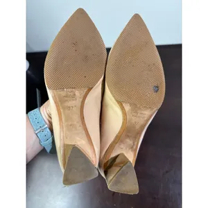 Nicholas Kirkwood‎ Sculptural Block Heel Pumps Nude Leather Office Shoes Size 37 thumbnail 5