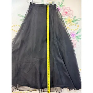 Vintage After Dark Black Sheer Overlay Maxi Skirt Size 9-10 Formal Evening Goth‎ thumbnail 3