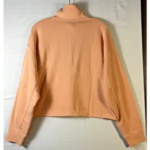 Athleta Seasoft‎ Rib 1/4 Zip Popover Sweatshirt Apricot Orange Women Large NEW thumbnail 2