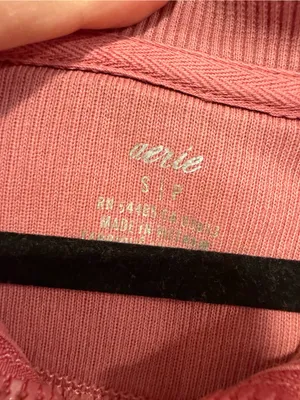 Pink ribbed aerie quarter‎ zip sweater thumbnail 2