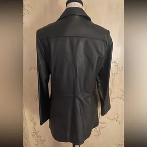 Vintage 90s Wilsons Leather Black Blazer Jacket Women's Size M Maxima thumbnail 2
