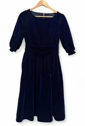 Feiinvan Navy‎ Velvet Fit & Flare Dress A Line Holiday Party Small thumbnail 1