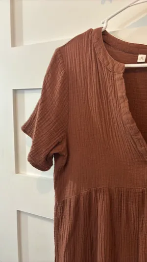 Brown Linen Maxi Dress thumbnail 4
