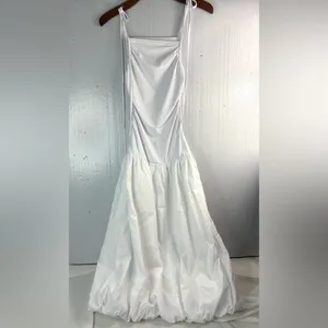 Beautiful S Elegant Drop Waist White Puff Hem Gown Dress thumbnail 3