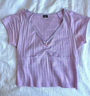 BDG lilac picot-trim baby tee thumbnail 1