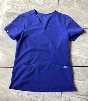 Figs Technical Collection Womens Royal Blue V-Neck Scrub Top FW1100 XS thumbnail 1