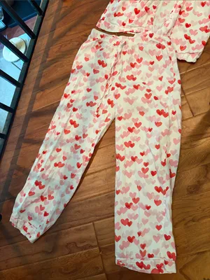 Pottery Barn Teen 100% Cotton Multi-Color Heart Two Piece Pajama Set thumbnail 3