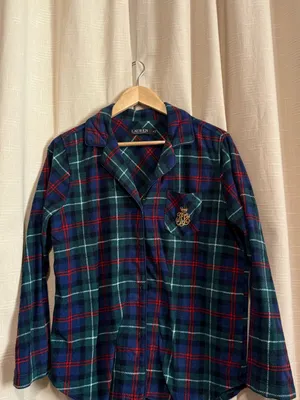 Lauren Ralph Lauren Green, Navy & Red Plaid Button-Down PJ Set thumbnail 2