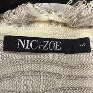 NIC+ZOE S Ivory Gray Textured Wave Knit‎ Fringe Longline Open Front Cardigan thumbnail 5