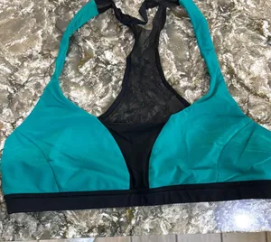 Lululemon Athletica Blue and Black Racerback Sports Bra thumbnail 1