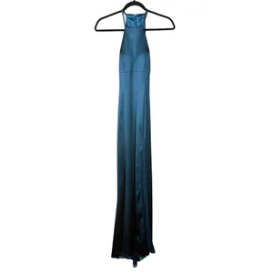 Sherri Hill Formal Gown Size 00 Teal Satin Open Back High Slit Prom Dress Party thumbnail 9