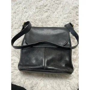 Vintage 90’s Coach Black Flap Leather‎ Bag Made In USA Y2K thumbnail 15