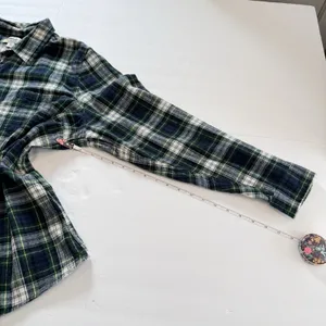 LL Bean Scotch Plaid Cotton Flannel Button Shirt Relaxed Fit 3X Green White thumbnail 8