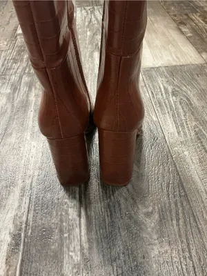 Nasty Gal Croc-Embossed Knee Boots - Chestnut Brown Size 6 thumbnail 7