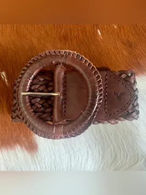 AMERICAN EAGLE Brown Leather Braided Belt thumbnail 2
