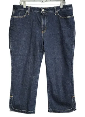 Gap Cropped Boot Cut Jeans Womens 16 Dark Blue Solid Regular Modern‎ thumbnail 1