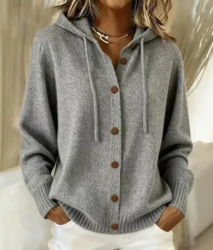 Comfy Chunky Hoodie Button Up Cardigan Jacket Size XL Grey thumbnail 1
