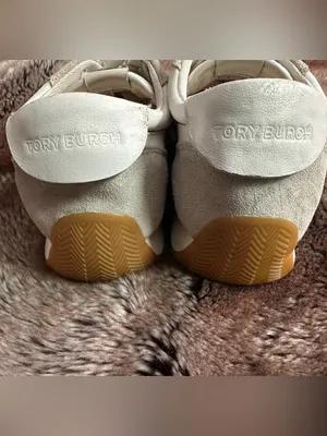 Tory Burch Hank White and Beige Suede Retro Runner Sneaker thumbnail 6