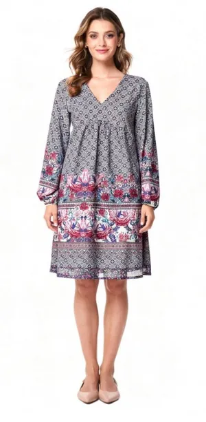 Altar'd State Floral Print Bohemian Babydoll Mini Dress Bridgerton Romantic thumbnail 1