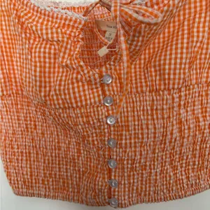 Orange Gingham Ruffle Strap Top thumbnail 3