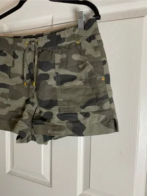 GBG Guess Linen Blend Camo Drawstring Utility Shorts woman’s Size M thumbnail 3