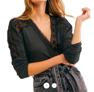 Free People Boho Grunge Whimsy Goth Witch Flowy Blouse Size Medium thumbnail 1
