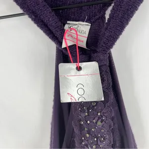 Coconuda‎ Donna Purple Mohair Blend Knit Halter Midi Dress Size L thumbnail 8